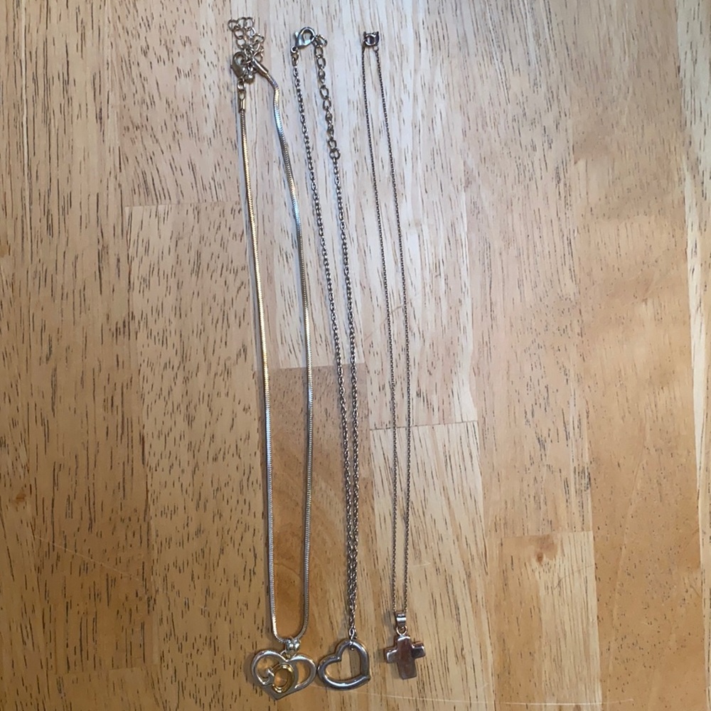 3 Christian silver necklaces